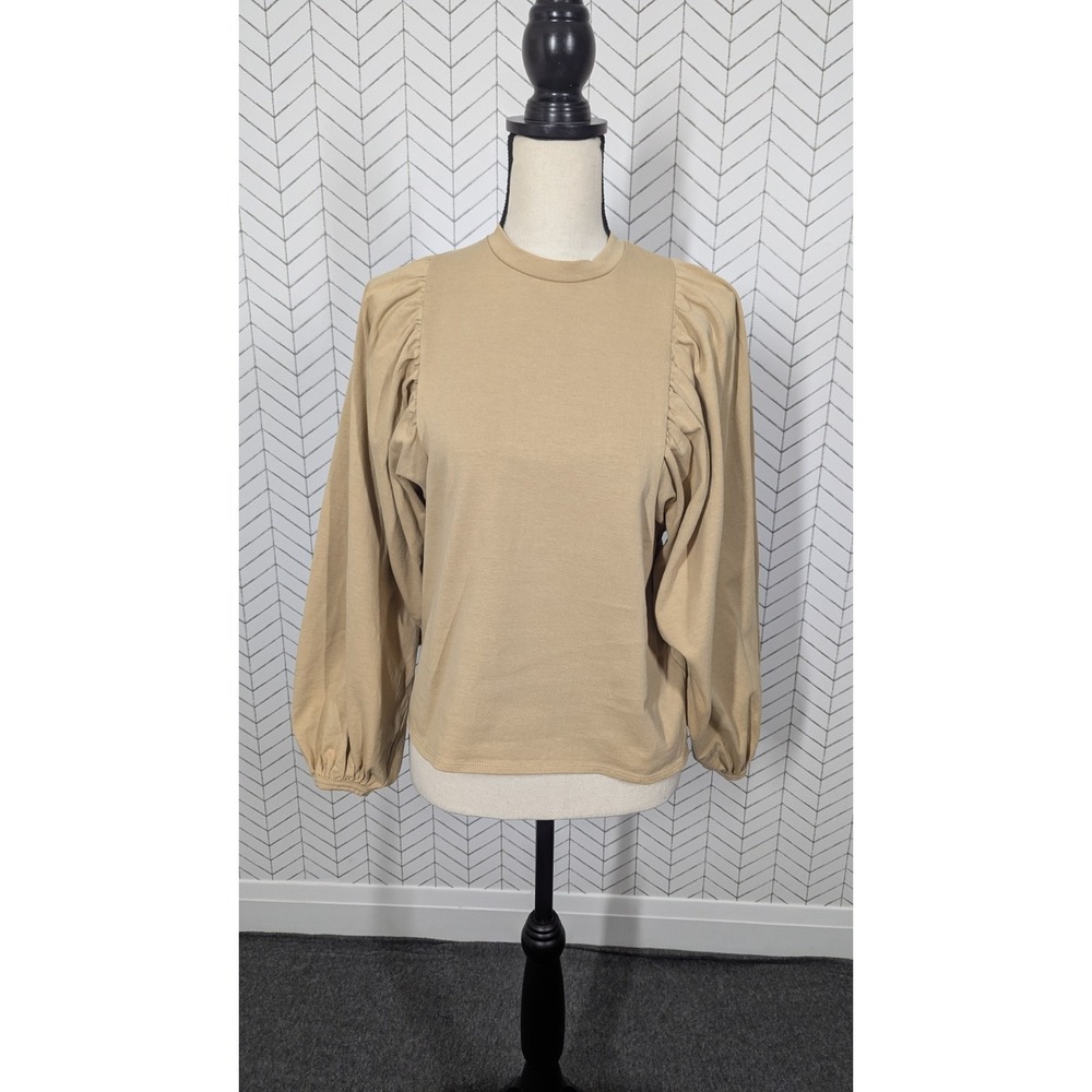 Moussy Vintage Top Women's Small Tan Quiet Luxury Boho Light Academia Capsule